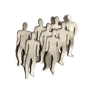 Vintage Silver Tone JJ Jonette Group of People Brooch Pin 1988